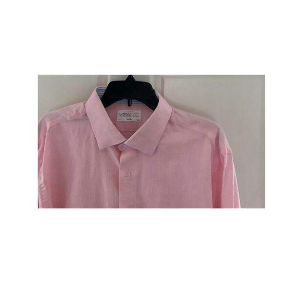 Lorenzo Uomo Linen Cotton Blend Button Down Pink Size 17 32/33 Trim Fit New - Picture 3 of 5